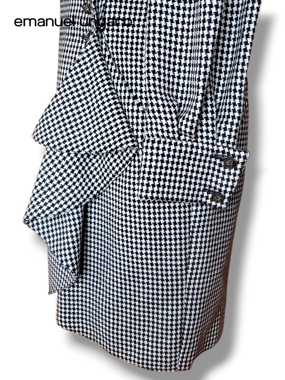Emanuel Ungaro Parallele Houndstooth Button Front Dress Size 4 Vintage Luxury - Picture 10 of 17